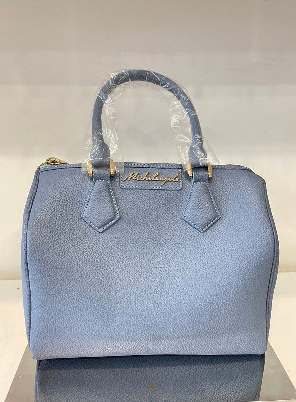 Michelangelo Solid Soft Blue Traveller Leather Handbag Purse