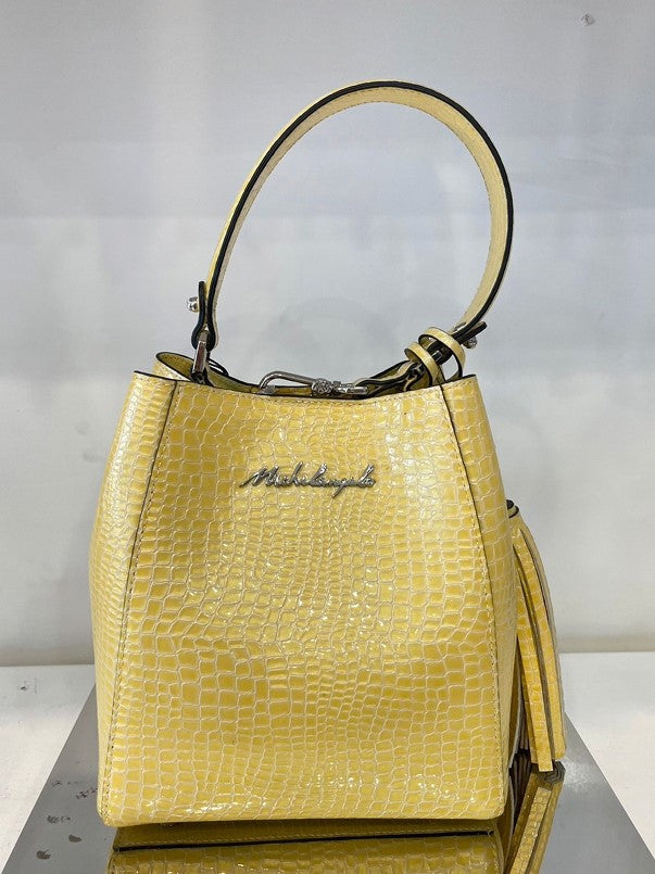 Michelangelo Beige Leather Handbag Detachable Strap Purse