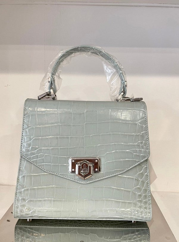 Michelangelo Solid Silver Tone Leather Handbag Purse