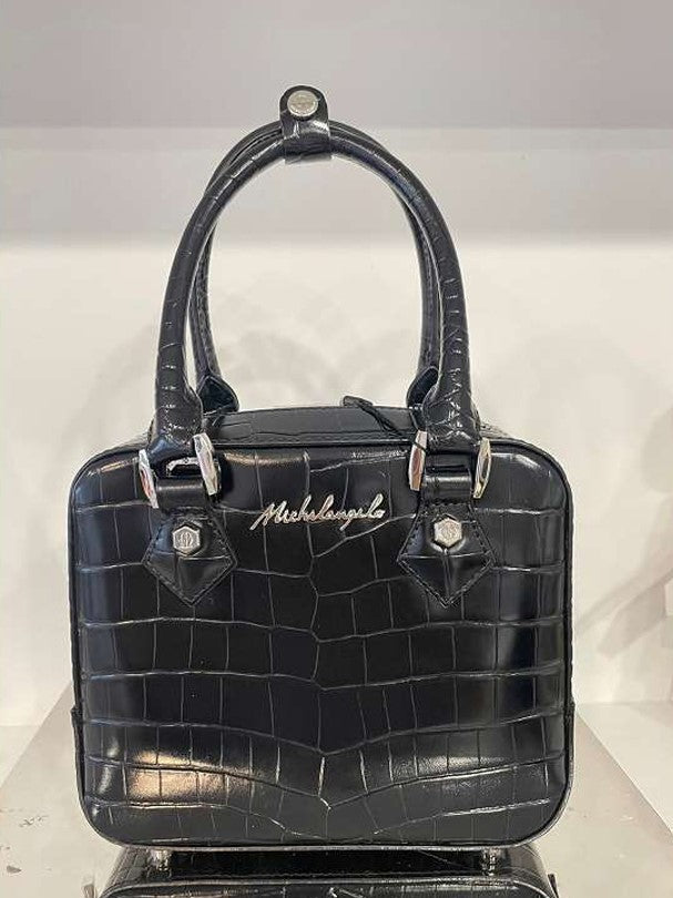 Michelangelo Solid Black Leather Handbag Purse