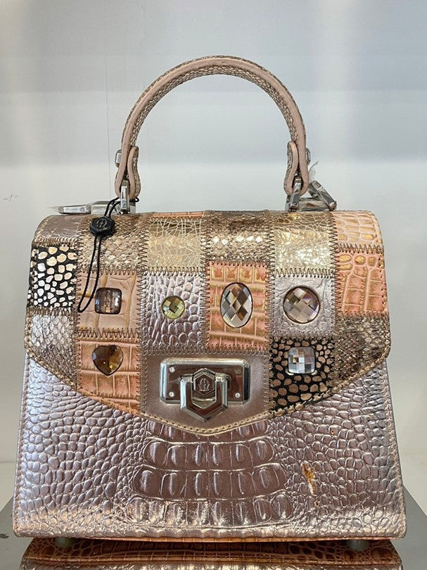 Michelangelo Multicolor Metallic Shades Leather Handbag Purse