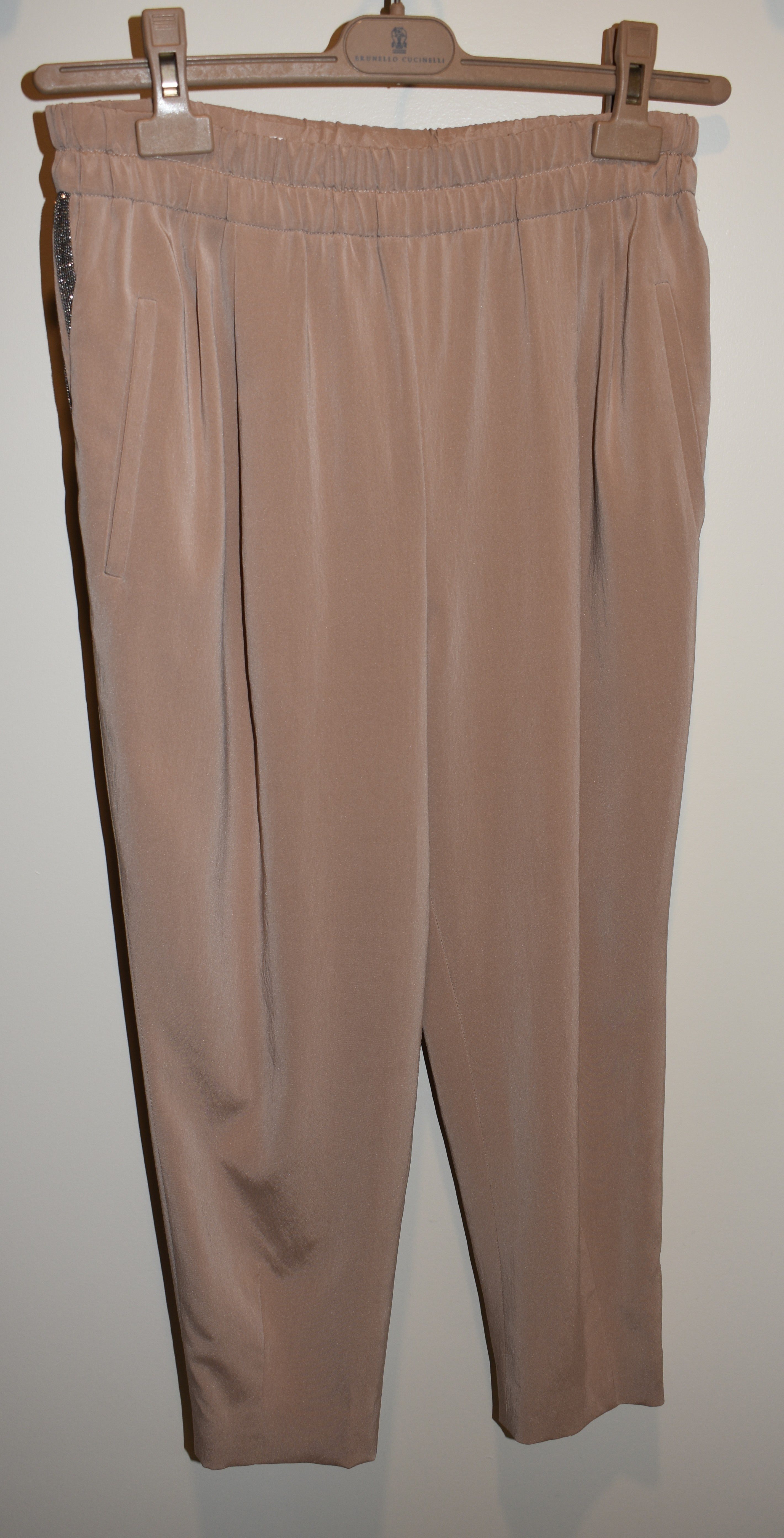 Brunello Cucinelli Beige Silk Blend Athleisure Sweatpants Size Small