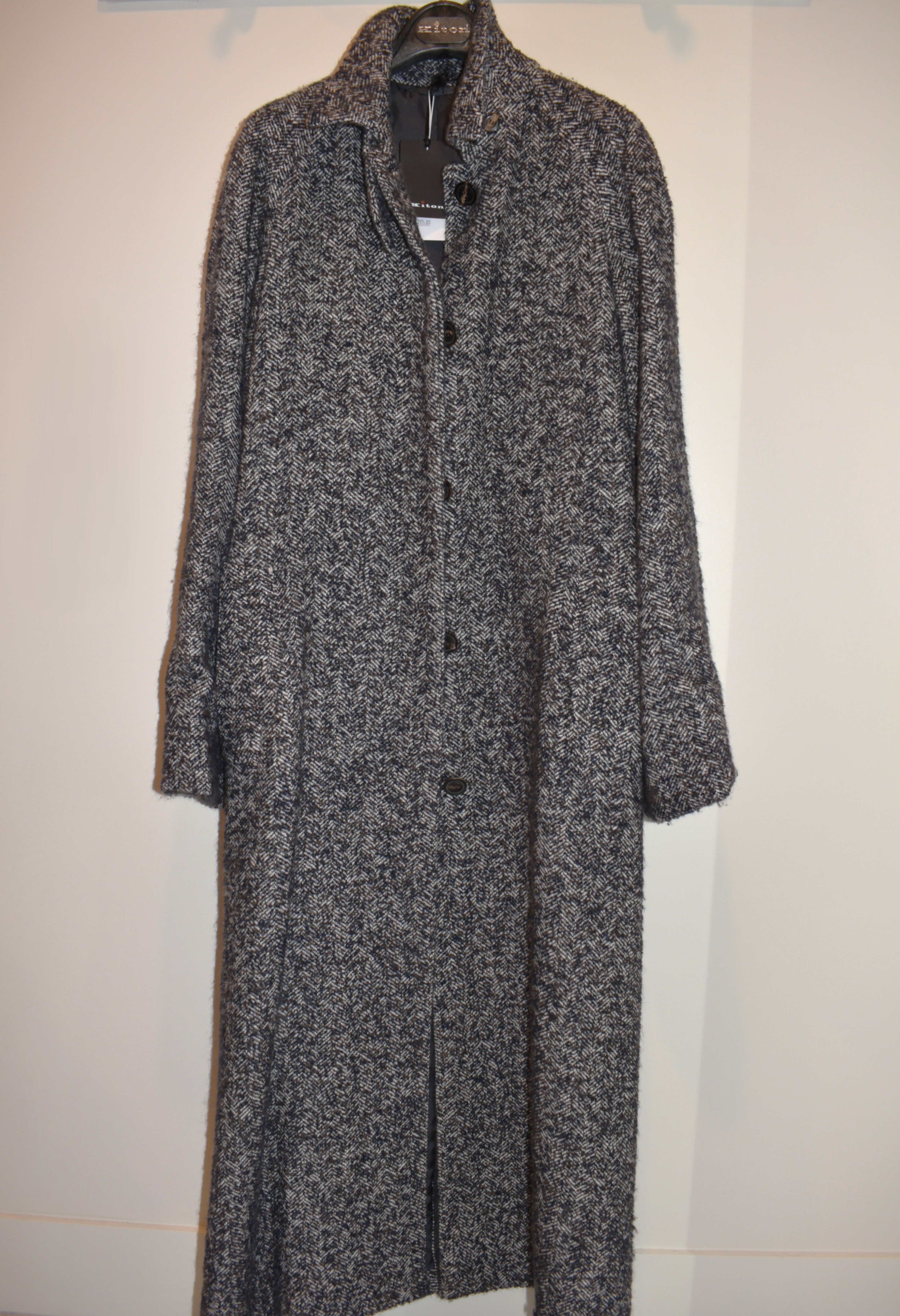 Kiton Gray Textured Alpaca Blend Overcoat Size 44 EU / 8 US