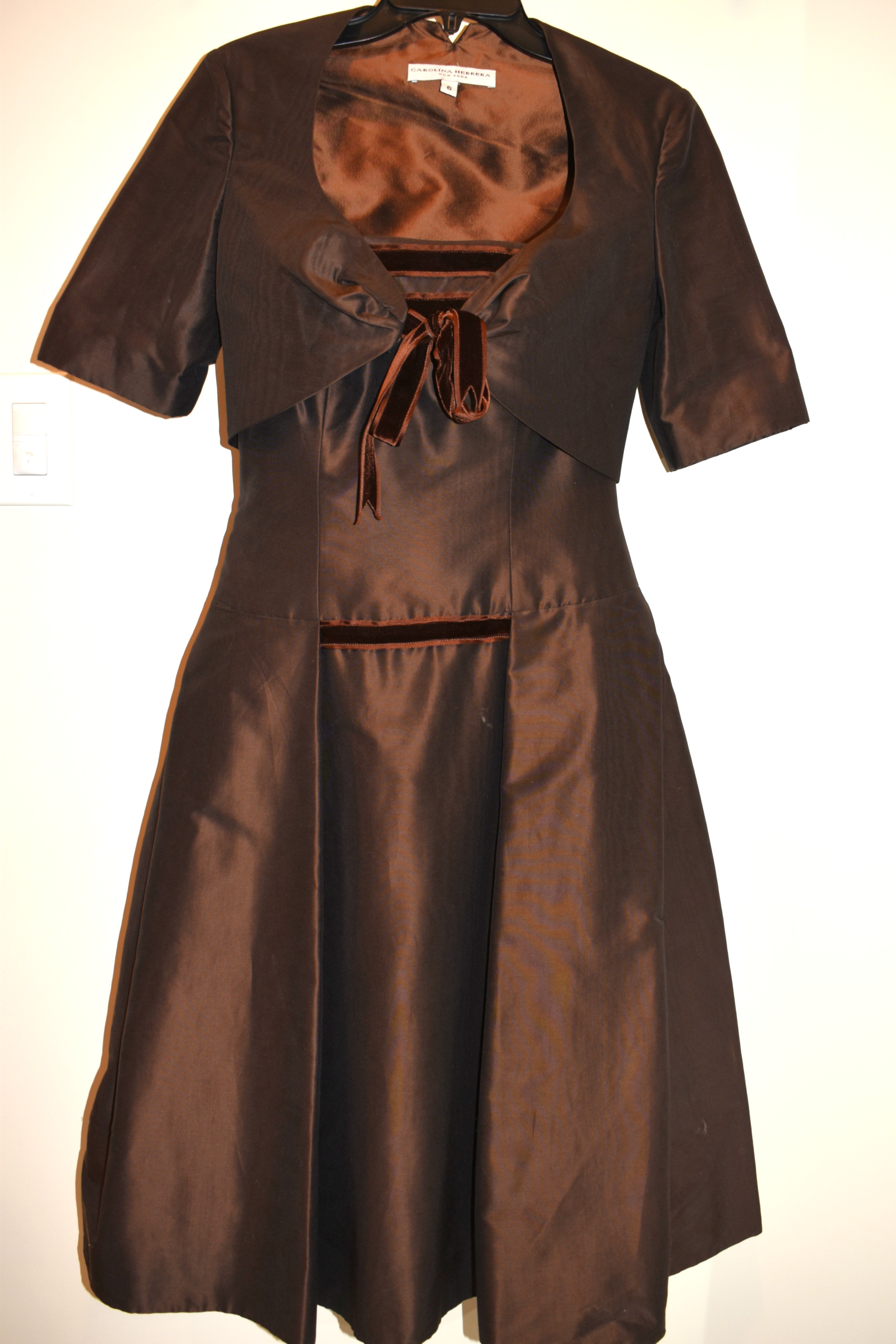 Carolina Herrera Brown Two Piece Dress Size 6