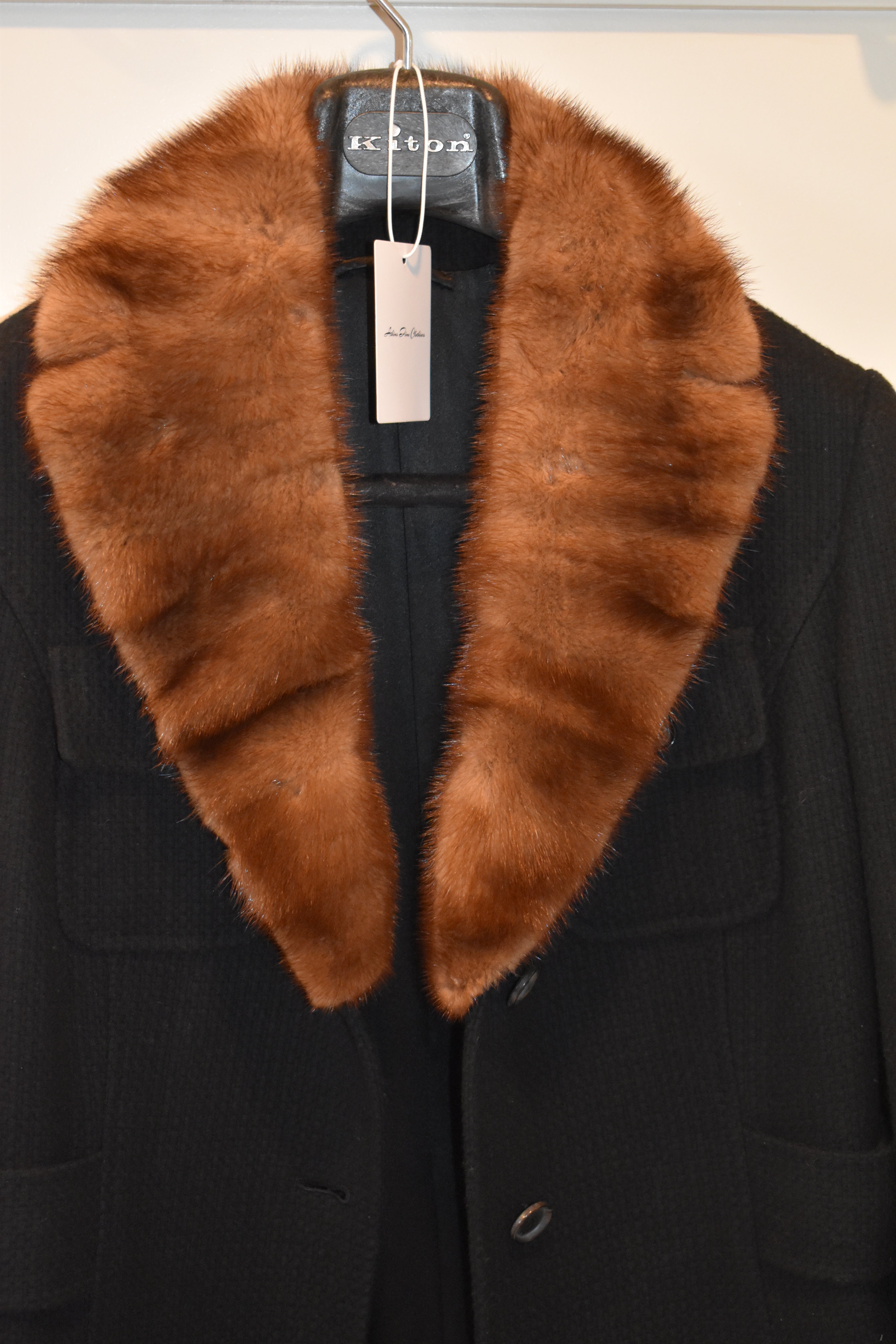 Kiton Cashmere Wool Blend Winter Black Overcoat Size 44 EU / 8 US