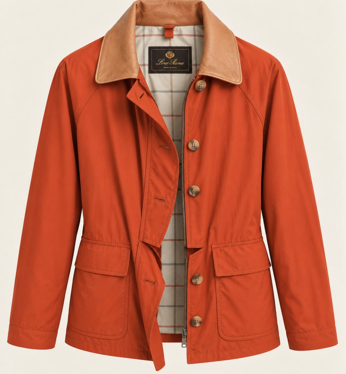 Loro Piana Solid Orange Horsey Women's Jacket Size M