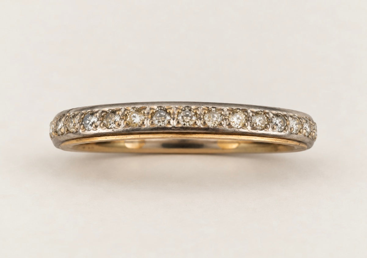 Jewelry 18k Yellow & White Gold Two Tone Band Women's Eternity Diamond Ring