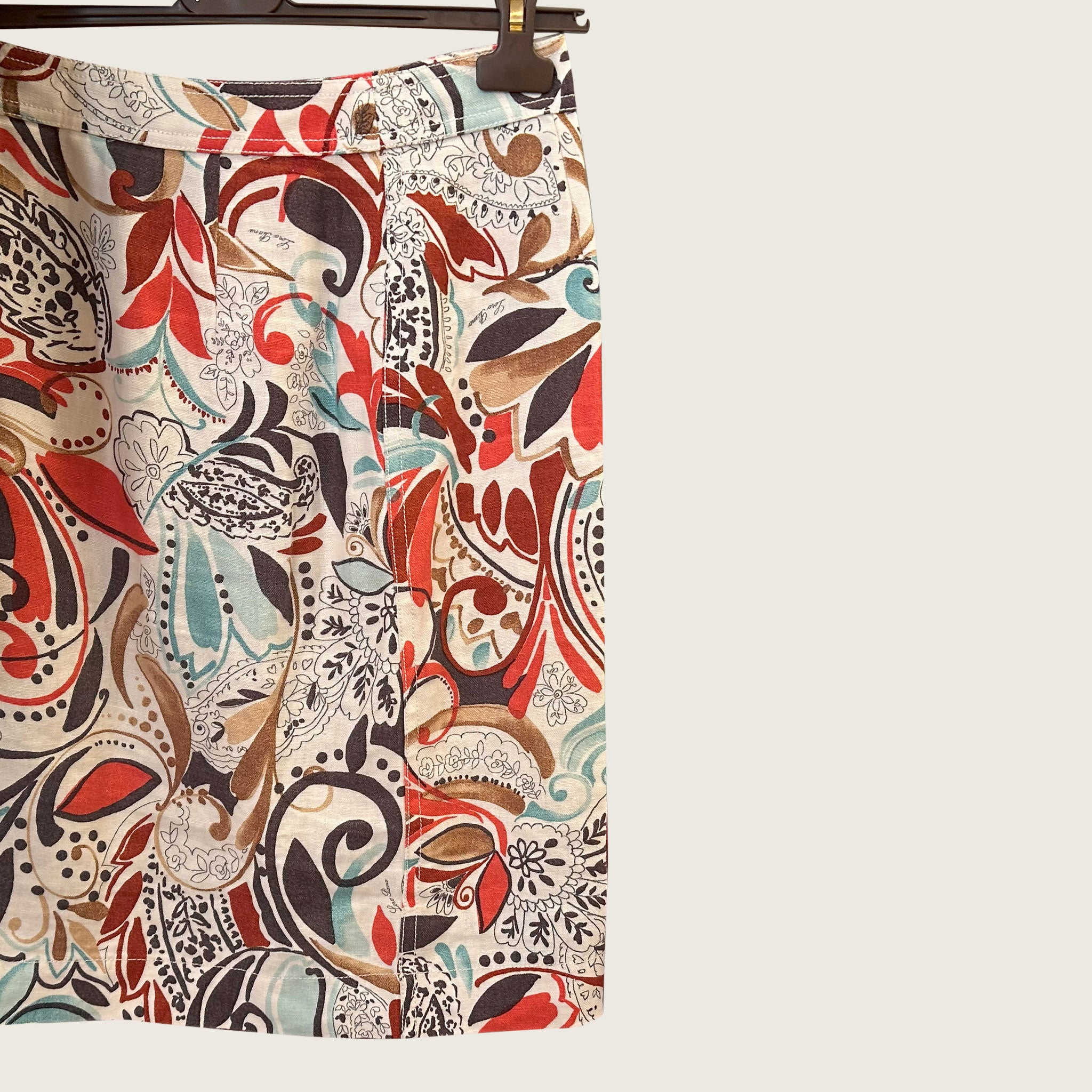 Loro Piana Floral Pattern Linen Skirt