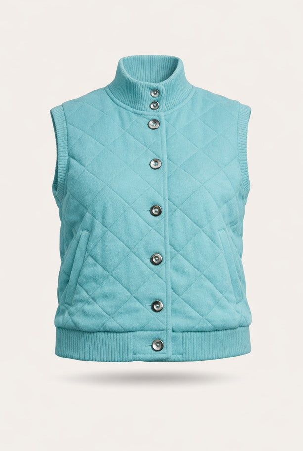 Loro Piana Seafoam Blue Cashmere Quilted Vest
