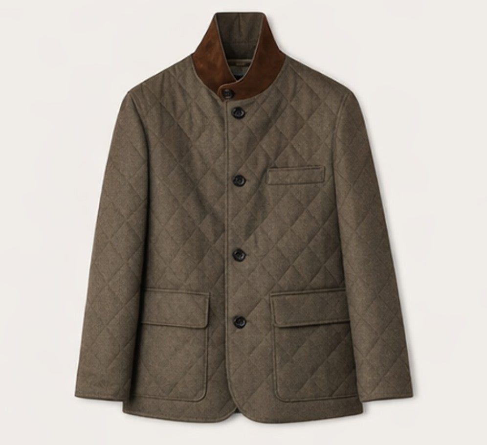 Loro Piana Olive Green Quilted Storm System Villa d'Este Roadster Jacket Size Large