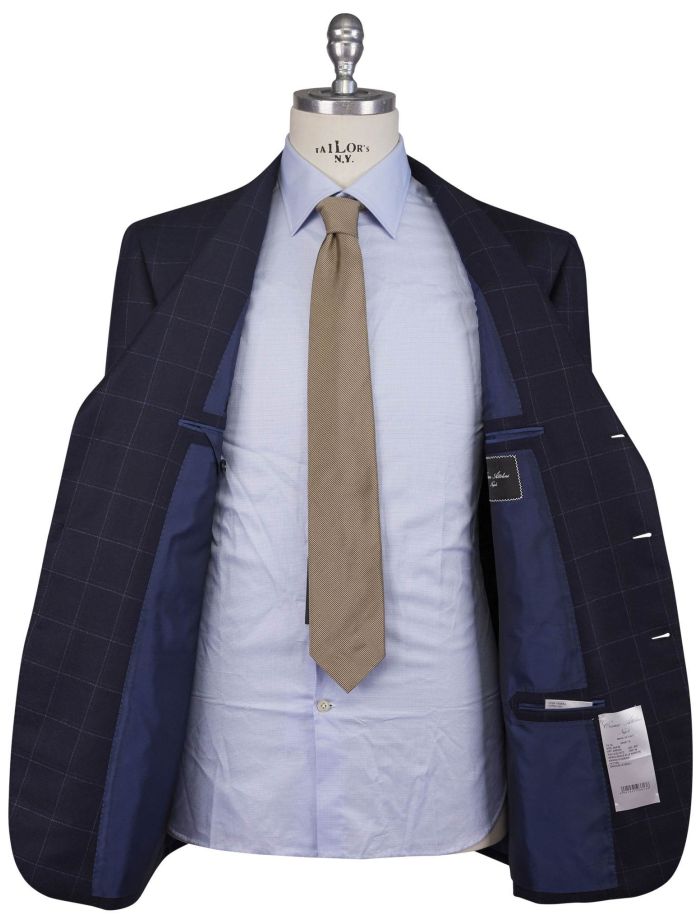 Cesare Attolini Pure Wool Blue Plaid Sport Coat Size 46