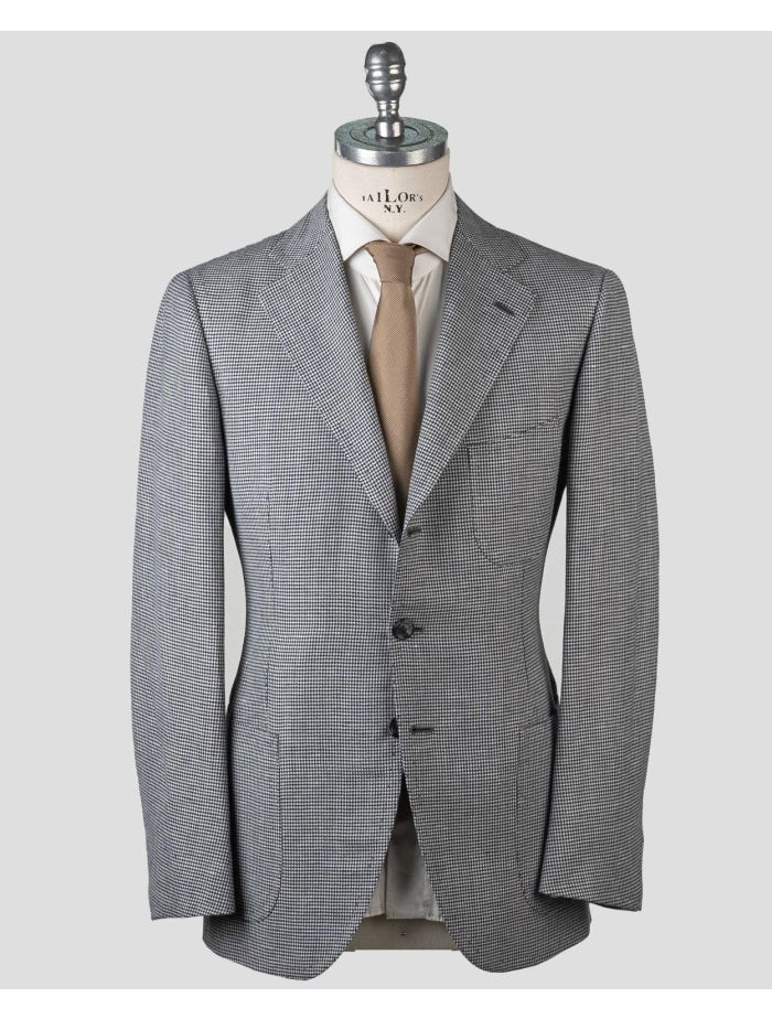 Cesare Attolini Linen Blend Black & White Sport Coat Size 38 42 44 46 48