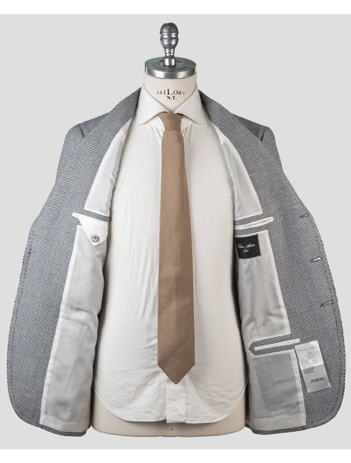 Cesare Attolini Linen Blend Black & White Sport Coat Size 38 42 44 46 48