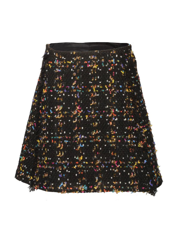 Kevan Hall Multicolor Black Tweed A-Line Skirt Size 4 & 8