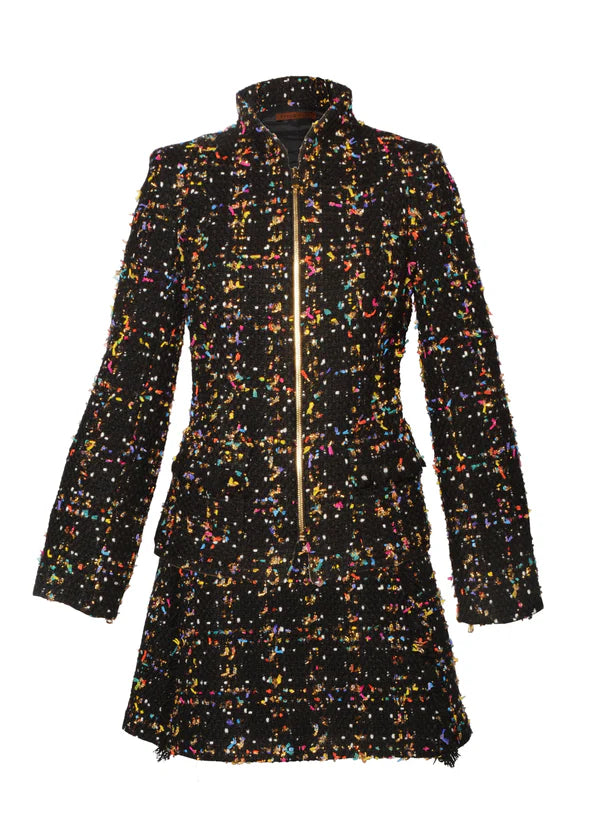 Kevan Hall Multicolor Black Tweed A-Line Skirt Size 4 & 8