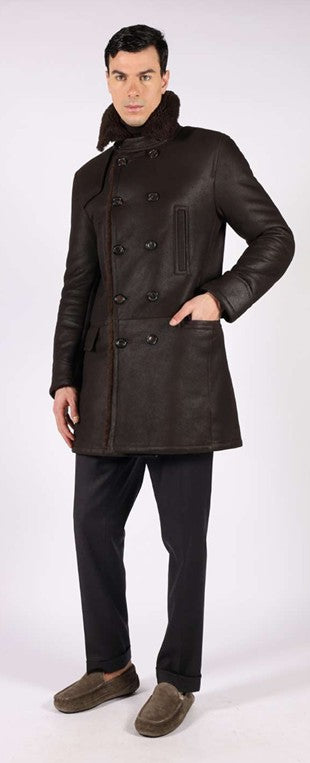 Artico Dark Chocolate Brown Leather Shearling Men's Jacket