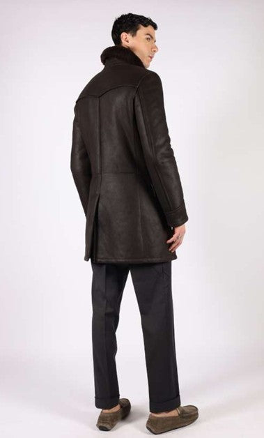 Artico Dark Chocolate Brown Leather Shearling Men's Jacket
