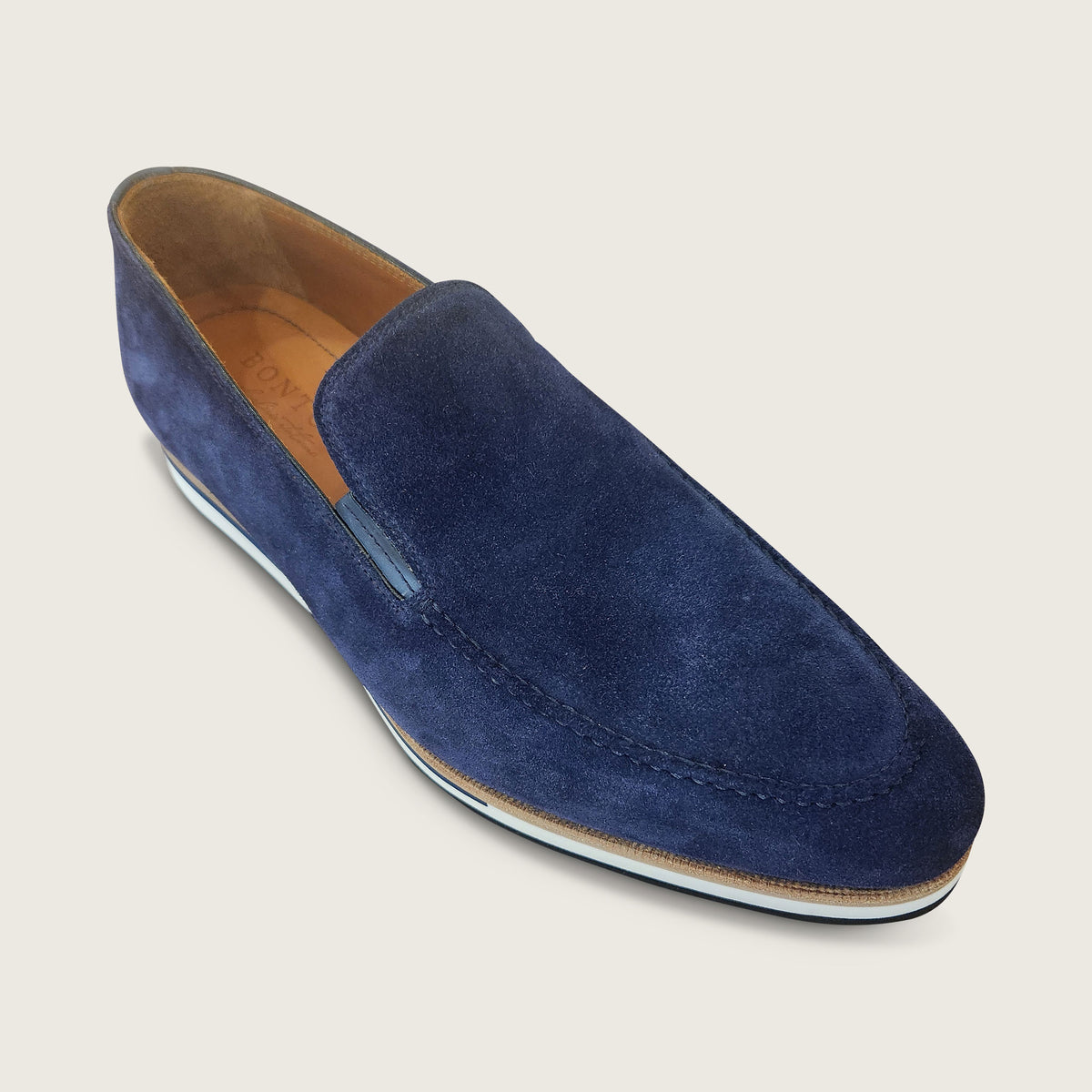 Bontoni Passeggio Blue Suede Venetian Loafer Slip On Shoes Men’s 10 like NEW Bontoni - Capitano Navy Blue Suede Penny Loafer | Mitchell  main image 3