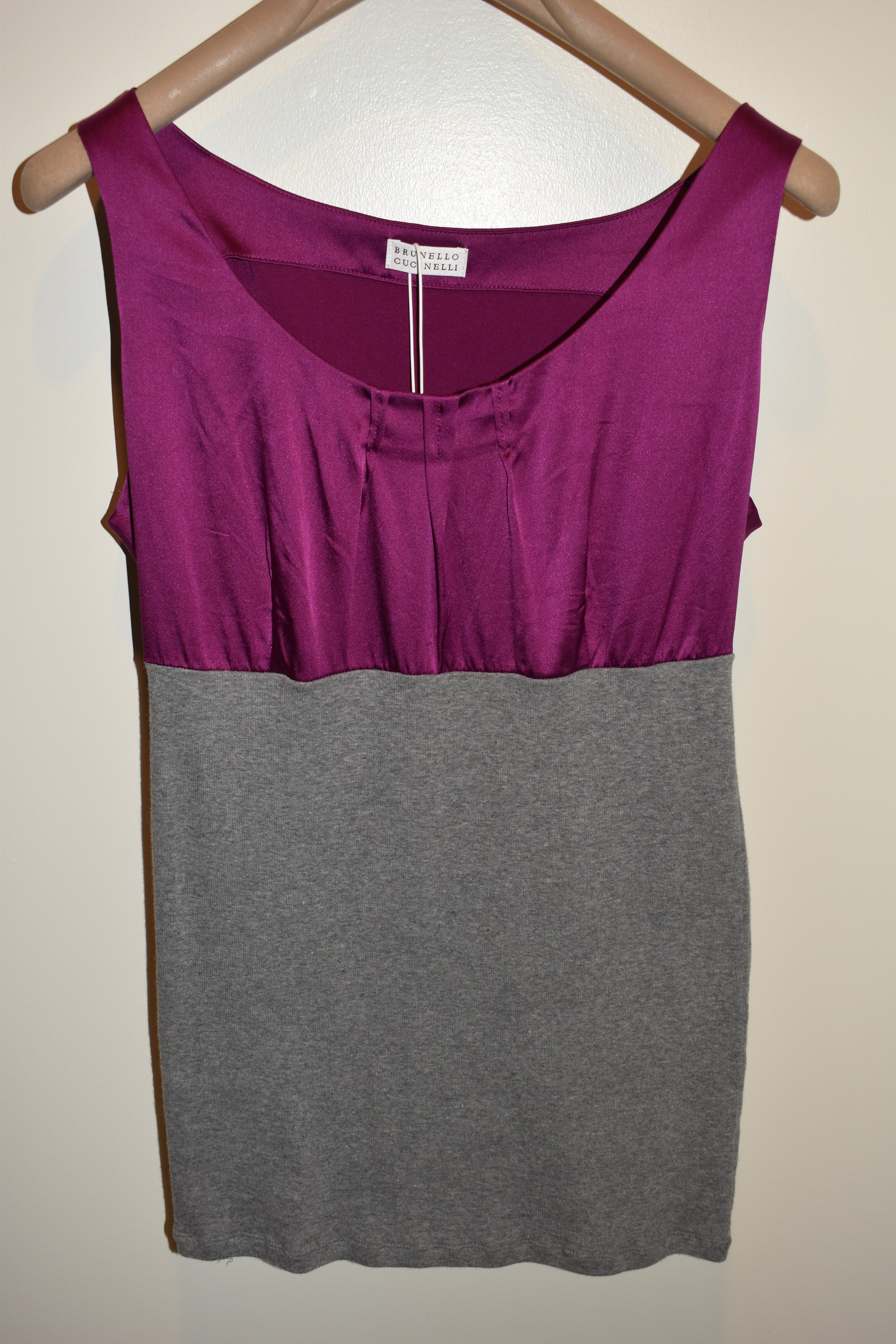 Brunello Cucinelli Silk Blend Purple & Gray Sleeveless Blouse Size M