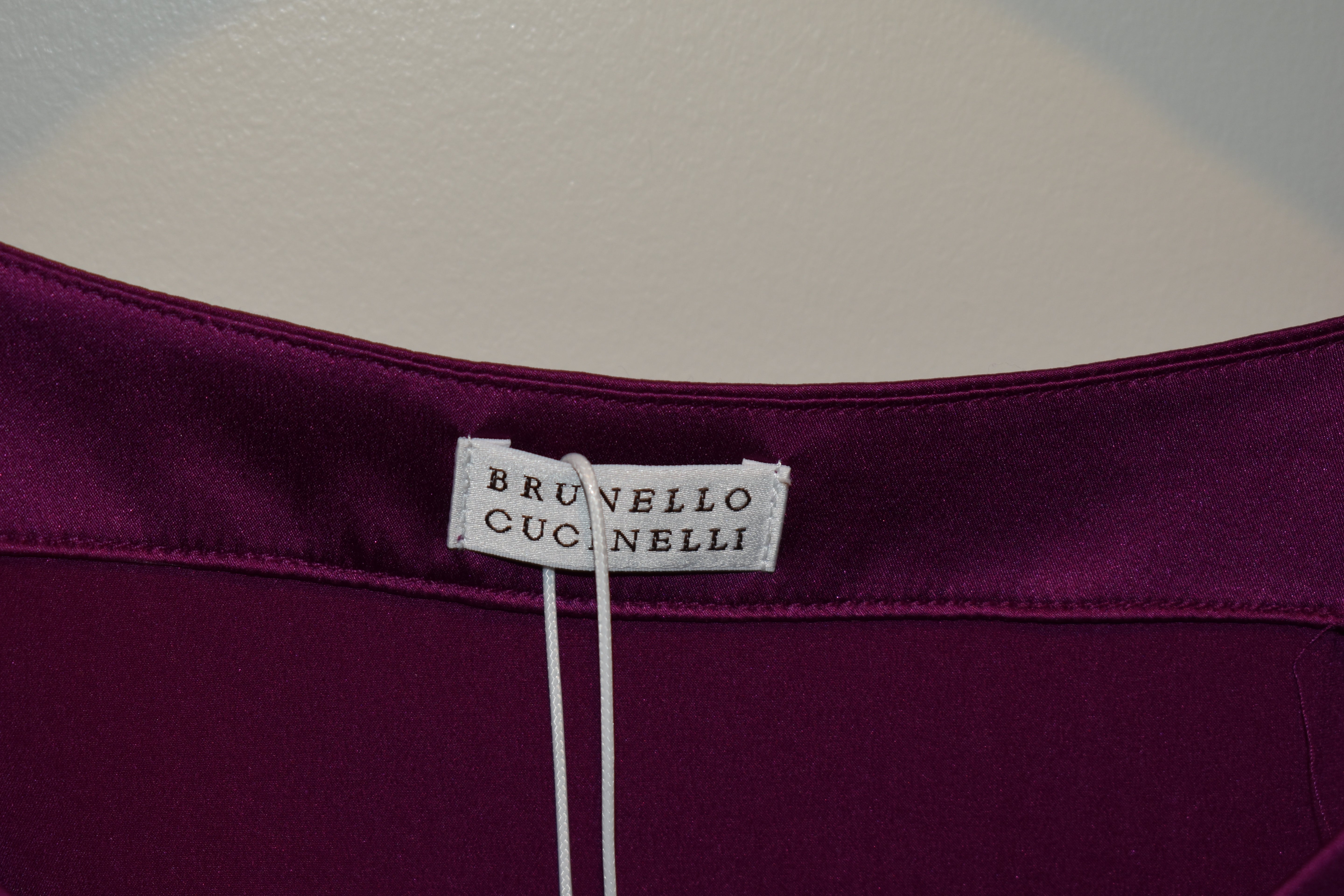 Brunello Cucinelli Silk Blend Purple & Gray Sleeveless Blouse Size M