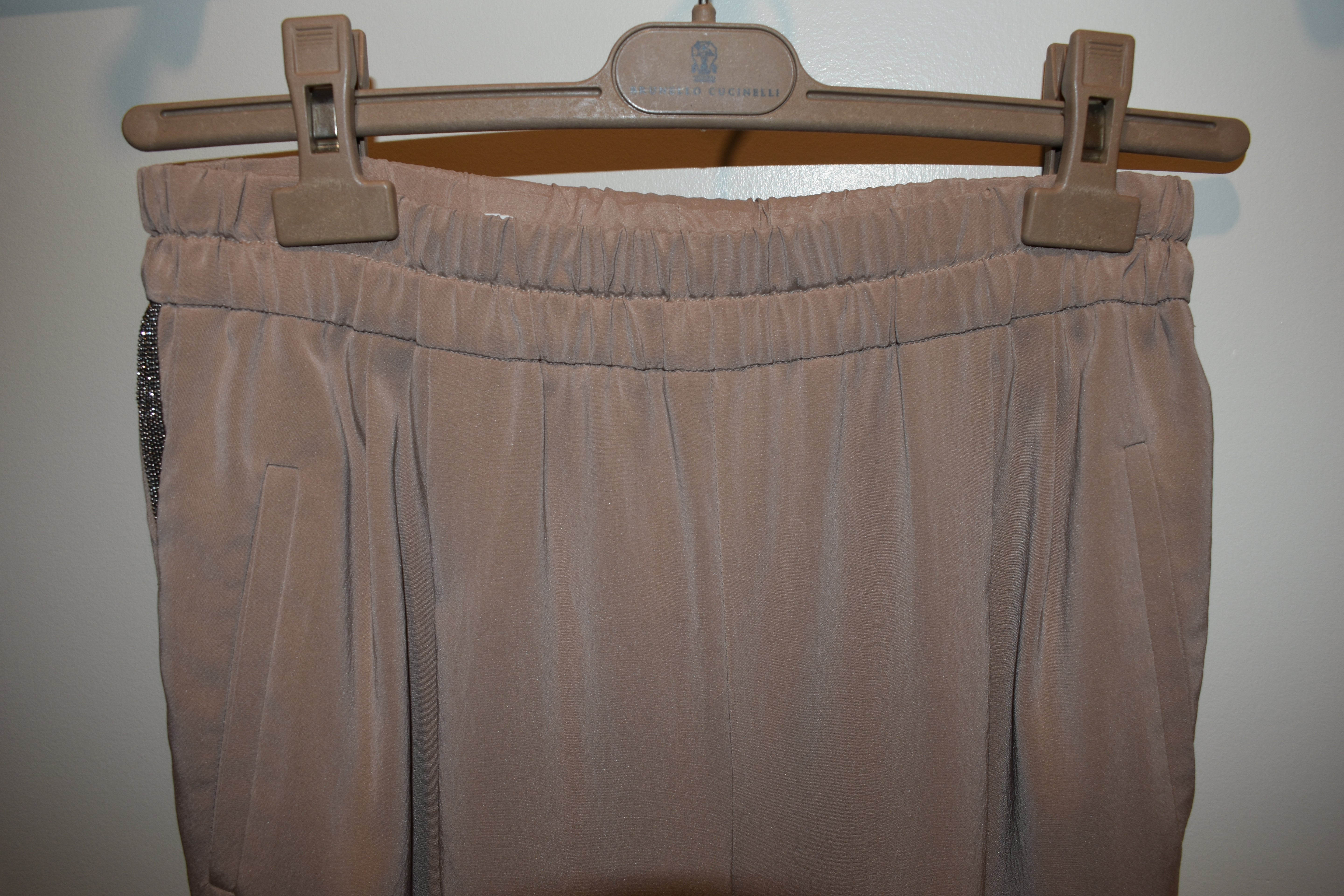 Brunello Cucinelli Beige Silk Blend Athleisure Sweatpants Size Small