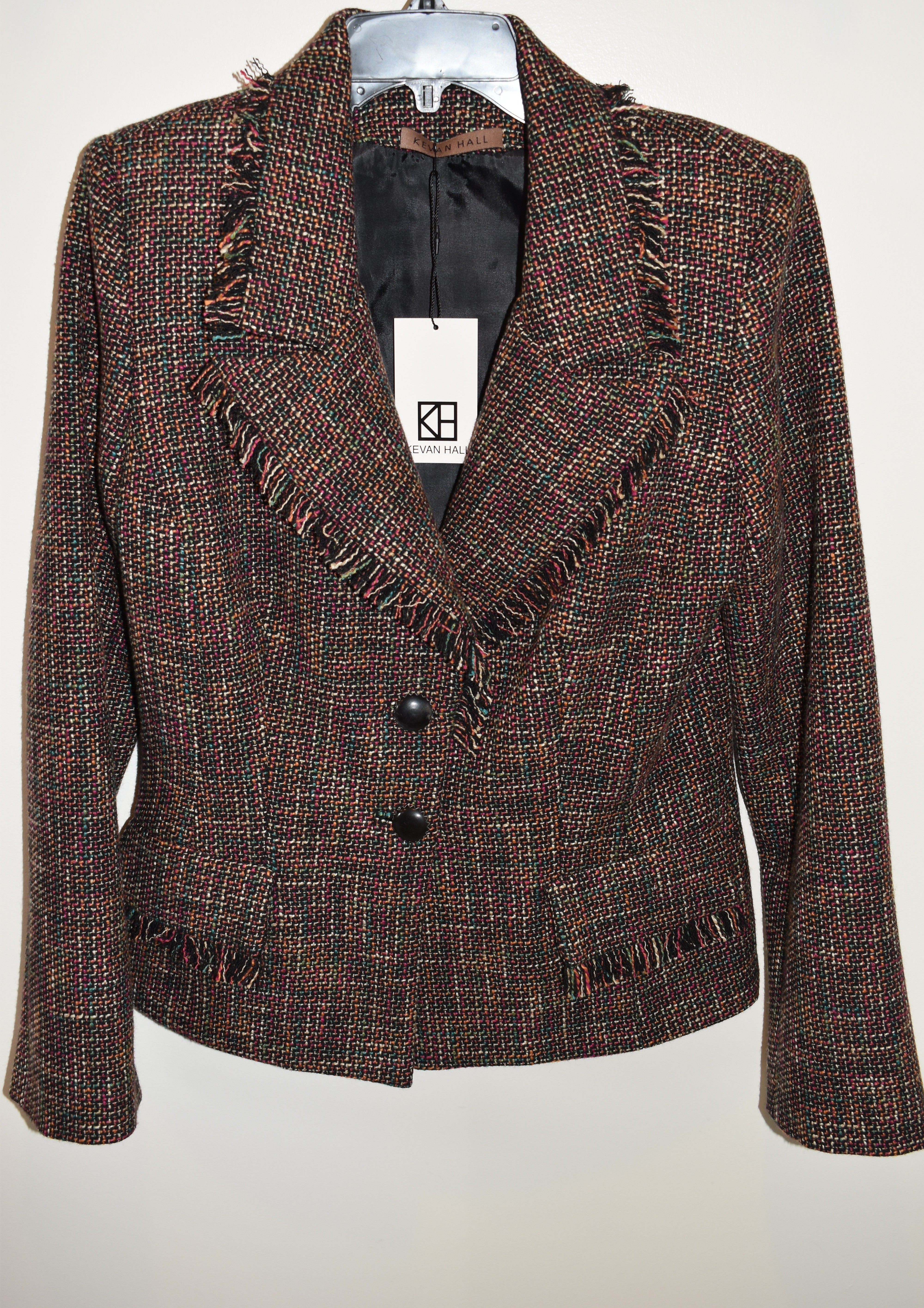 Kevan Hall Multicolor Tweed Frilled Lapel Jacket Sizes 4 6 8 & 12