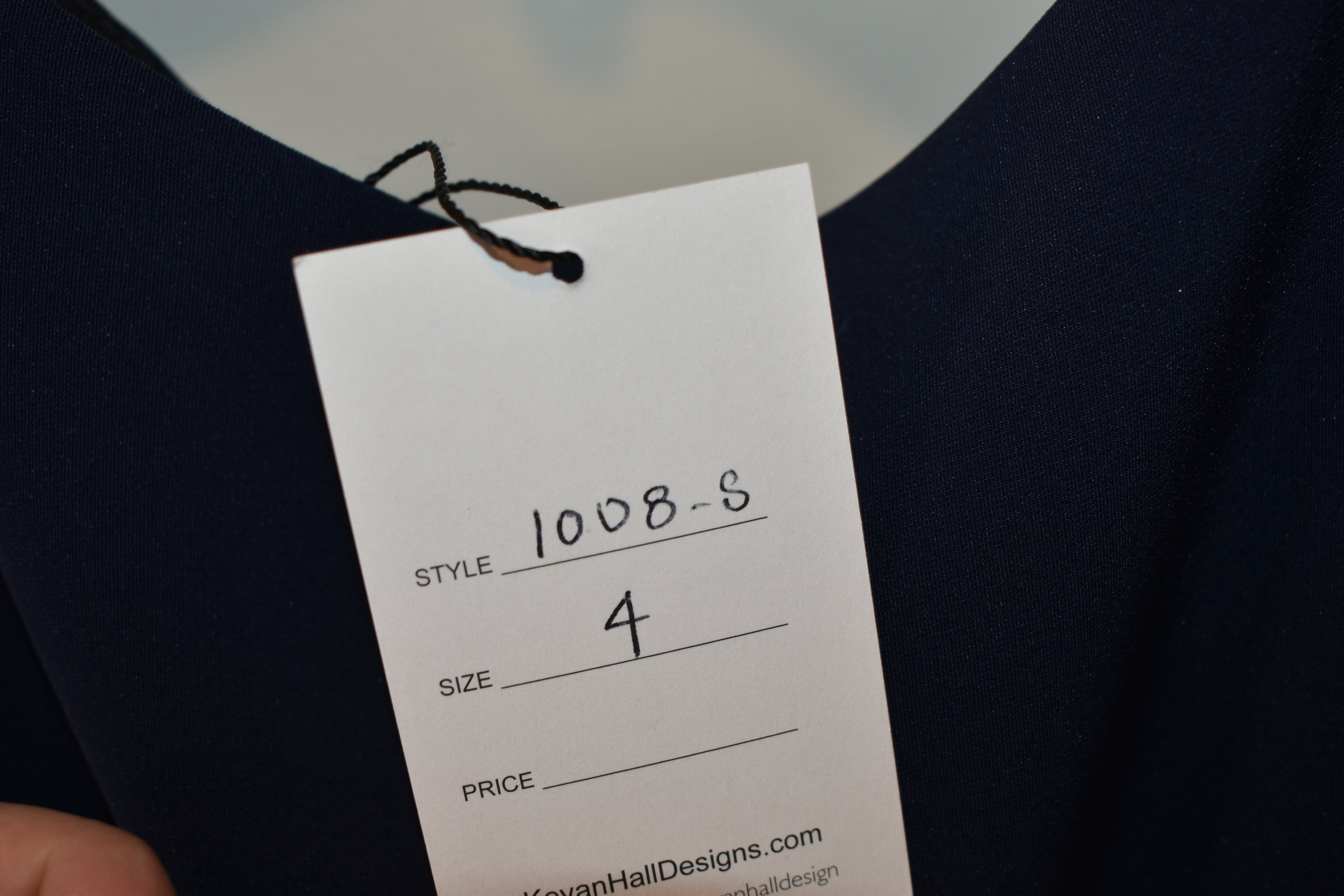 Kevan Hall Dark Blue Ribboned Waist Sheath Dress