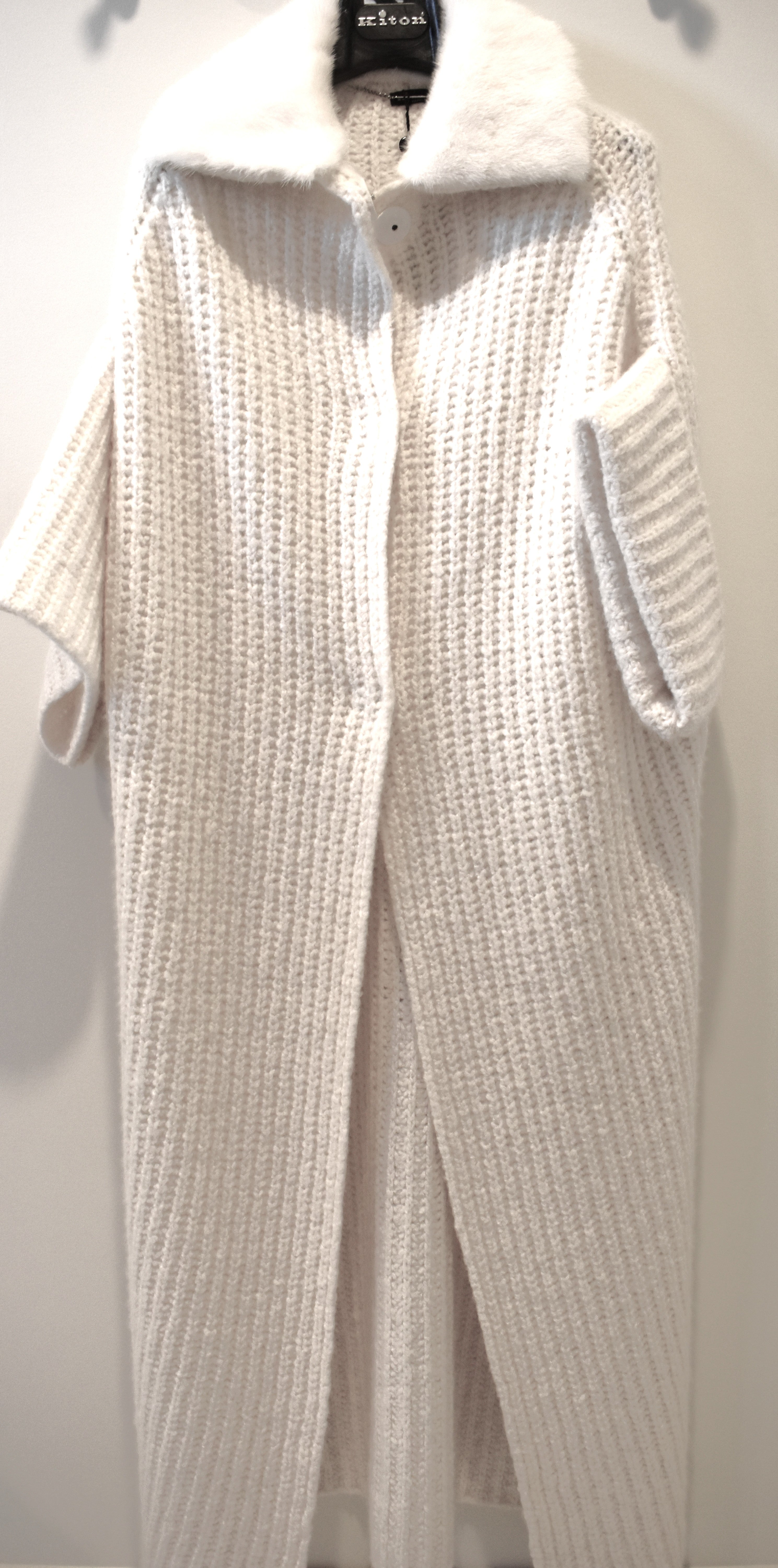 Kiton Cashmere & Silk Winter Knit Short Sleeve Sweater Coat Size 42 EU / 6 US