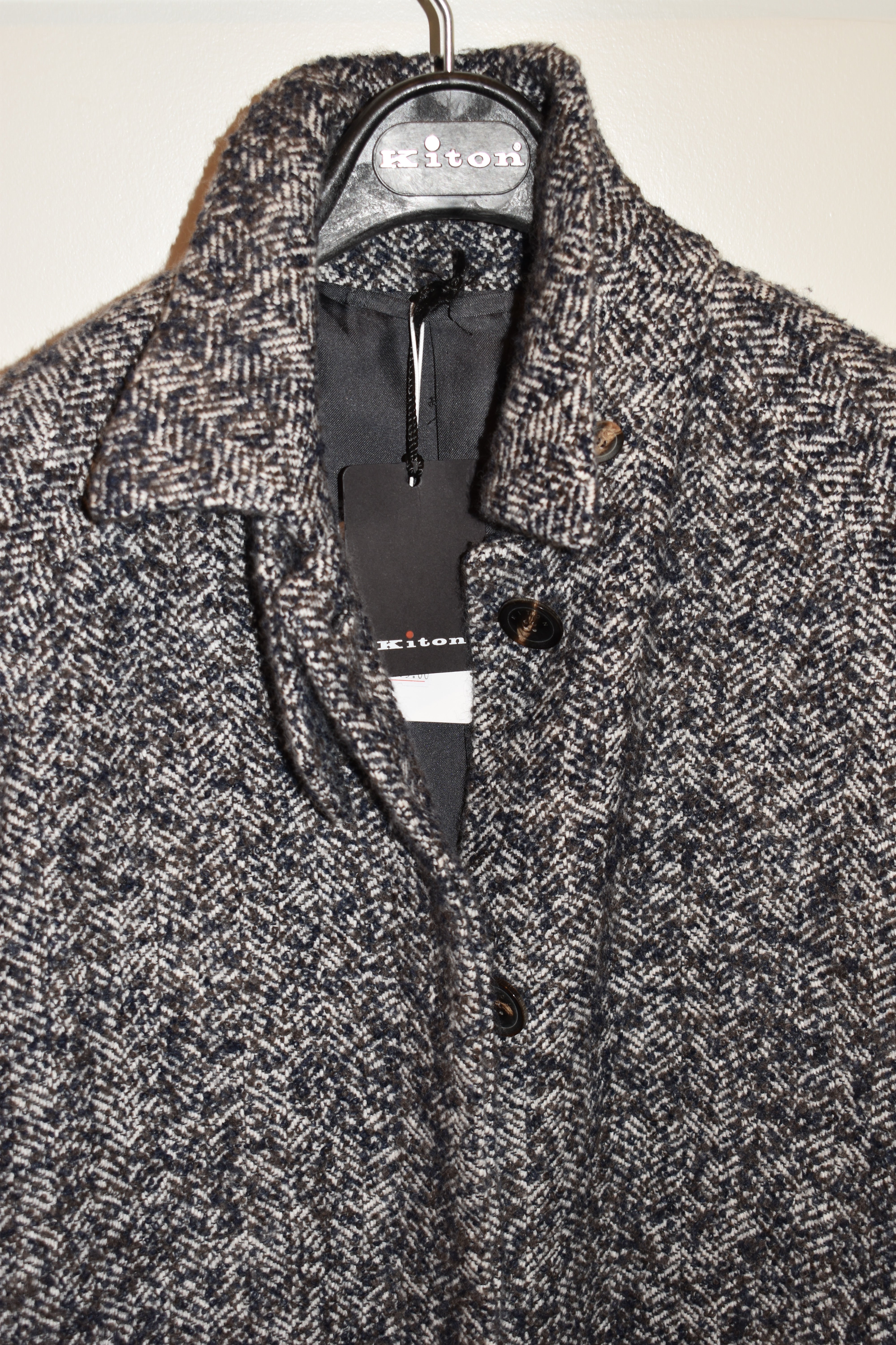 Kiton Gray Textured Alpaca Blend Overcoat Size 44 EU / 8 US