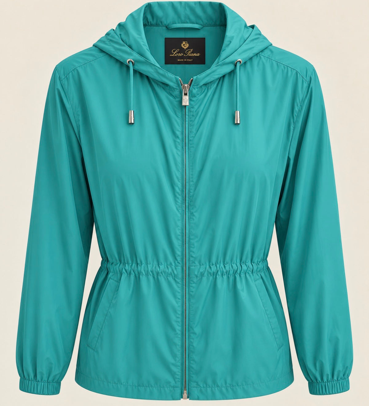 Loro Piana Seafoam Blue Storm System Women’s Hooded Windbreaker Size 10