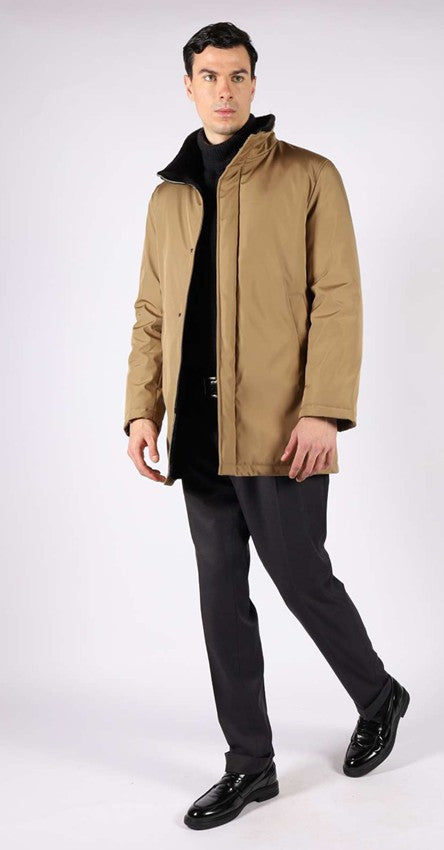 Artico Beige Waterproof Men's Shearling Jacket