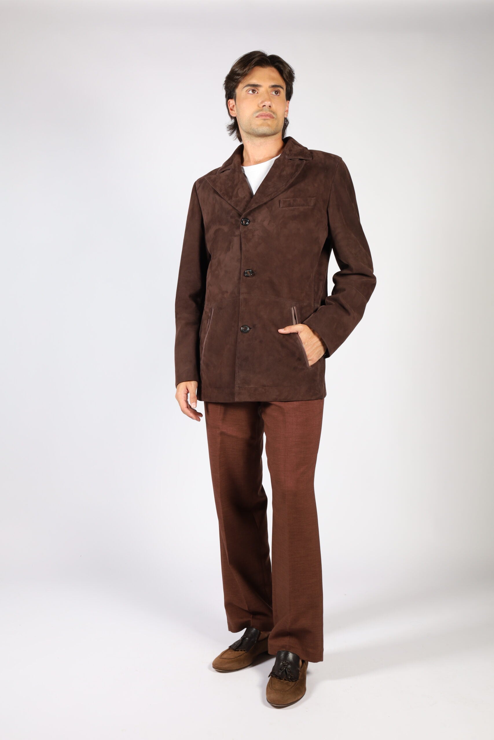 Artico Dark Chocolate Brown Leather Men's Sport Coat Size 42 & 46